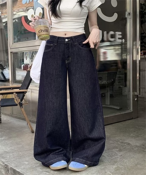 FREE STYLISTS(フリー スタイリスト)の「ルーズワイドデニムパンツ(デニムパンツ・レディース・インディゴブルー・XL/4XL/2XL/L/S/XS/M/3XL)」の1枚目の写真