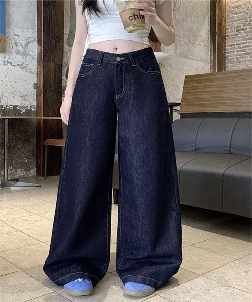 FREE STYLISTS(フリー スタイリスト)の「ルーズワイドデニムパンツ(デニムパンツ・レディース・インディゴブルー・XL/4XL/2XL/L/S/XS/M/3XL)」の4枚目の写真