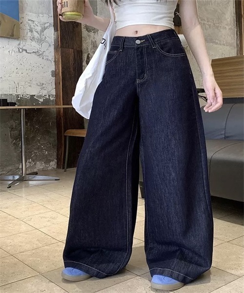 FREE STYLISTS(フリー スタイリスト)の「ルーズワイドデニムパンツ(デニムパンツ・レディース・インディゴブルー・XL/4XL/2XL/L/S/XS/M/3XL)」の11枚目の写真