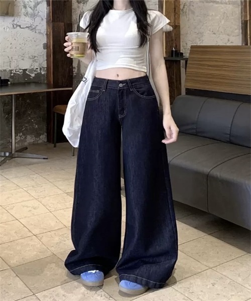 FREE STYLISTS(フリー スタイリスト)の「ルーズワイドデニムパンツ(デニムパンツ・レディース・インディゴブルー・XL/4XL/2XL/L/S/XS/M/3XL)」の8枚目の写真
