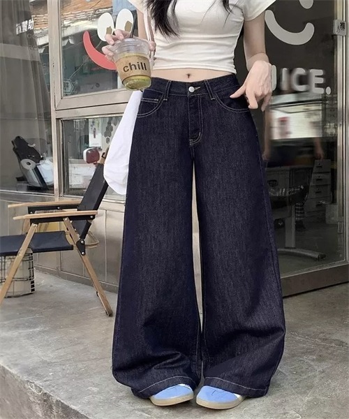 FREE STYLISTS(フリー スタイリスト)の「ルーズワイドデニムパンツ(デニムパンツ・レディース・インディゴブルー・XL/4XL/2XL/L/S/XS/M/3XL)」の3枚目の写真