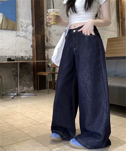 FREE STYLISTS(フリー スタイリスト)の「ルーズワイドデニムパンツ(デニムパンツ・レディース・インディゴブルー・XL/4XL/2XL/L/S/XS/M/3XL)」の13枚目の写真