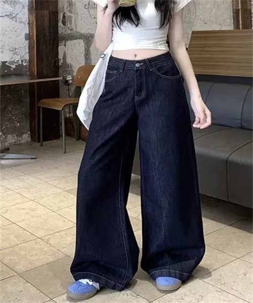 FREE STYLISTS(フリー スタイリスト)の「ルーズワイドデニムパンツ(デニムパンツ・レディース・インディゴブルー・XL/4XL/2XL/L/S/XS/M/3XL)」の10枚目の写真