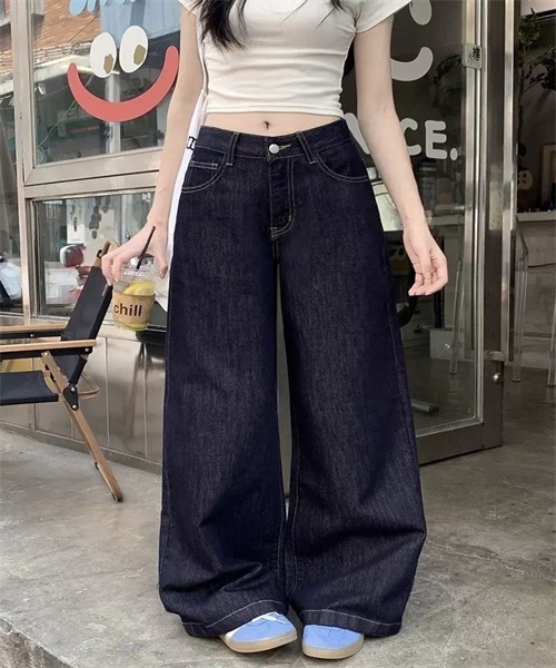 FREE STYLISTS(フリー スタイリスト)の「ルーズワイドデニムパンツ(デニムパンツ・レディース・インディゴブルー・XL/4XL/2XL/L/S/XS/M/3XL)」の5枚目の写真