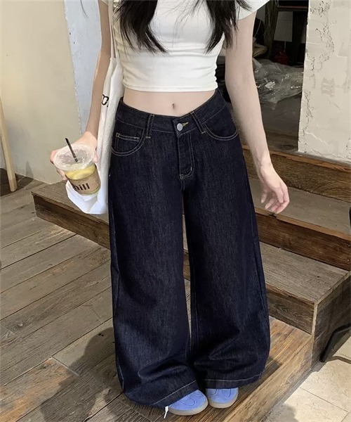 FREE STYLISTS(フリー スタイリスト)の「ルーズワイドデニムパンツ(デニムパンツ・レディース・インディゴブルー・XL/4XL/2XL/L/S/XS/M/3XL)」の9枚目の写真