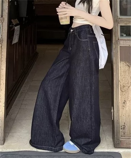FREE STYLISTS(フリー スタイリスト)の「ルーズワイドデニムパンツ(デニムパンツ・レディース・インディゴブルー・XL/4XL/2XL/L/S/XS/M/3XL)」の14枚目の写真