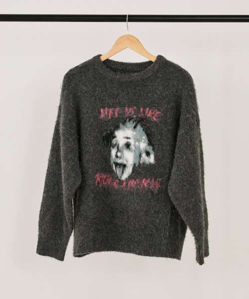 MERLOT（メルロー）の「モヘアライク偉人モチーフニット（ニット/セーター・レディース・アイボリー/グレー/ブラック・FREE）」の13枚目の写真