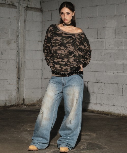 Midnight Move(ミッドナイトムーブ)の「A'GEM/9 × .kom 『MIDNIGHT MOVE/ミッドナイトムーブ』 camo 89 rivet mtm/カモフラ リベットスウェット(スウェット・レディース・カーキ/グレー・FREE)」の18枚目の写真