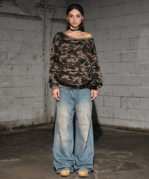 Midnight Move(ミッドナイトムーブ)の「A'GEM/9 × .kom 『MIDNIGHT MOVE/ミッドナイトムーブ』 camo 89 rivet mtm/カモフラ リベットスウェット(スウェット・レディース・カーキ/グレー・FREE)」の17枚目の写真