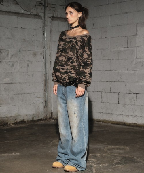 Midnight Move(ミッドナイトムーブ)の「A'GEM/9 × .kom 『MIDNIGHT MOVE/ミッドナイトムーブ』 camo 89 rivet mtm/カモフラ リベットスウェット(スウェット・レディース・カーキ/グレー・FREE)」の16枚目の写真