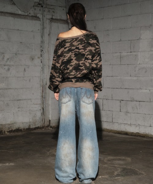 Midnight Move(ミッドナイトムーブ)の「A'GEM/9 × .kom 『MIDNIGHT MOVE/ミッドナイトムーブ』 camo 89 rivet mtm/カモフラ リベットスウェット(スウェット・レディース・カーキ/グレー・FREE)」の15枚目の写真