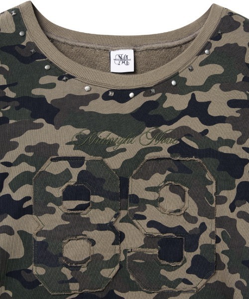 Midnight Move(ミッドナイトムーブ)の「A'GEM/9 × .kom 『MIDNIGHT MOVE/ミッドナイトムーブ』 camo 89 rivet mtm/カモフラ リベットスウェット(スウェット・レディース・カーキ/グレー・FREE)」の9枚目の写真