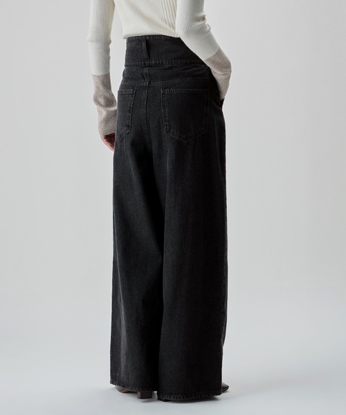etoll.(エトル)の「2wayウエストワイドストレートデニム(デニムパンツ・レディース・ブラック/ブルー/ブラウン・M/S)」の7枚目の写真
