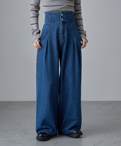 etoll.(エトル)の「2wayウエストワイドストレートデニム(デニムパンツ・レディース・ブラック/ブルー/ブラウン・M/S)」の17枚目の写真