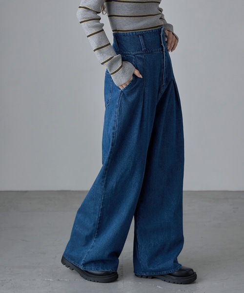 etoll.(エトル)の「2wayウエストワイドストレートデニム(デニムパンツ・レディース・ブラック/ブルー/ブラウン・M/S)」の18枚目の写真