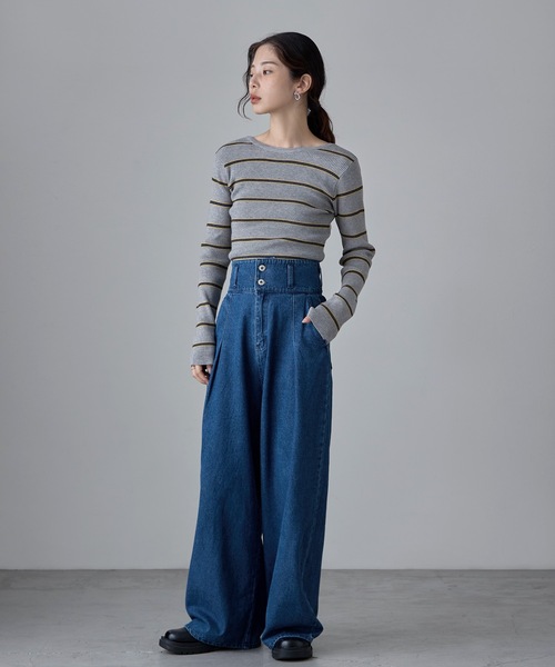 etoll.(エトル)の「2wayウエストワイドストレートデニム(デニムパンツ・レディース・ブラック/ブルー/ブラウン・M/S)」の19枚目の写真