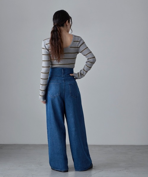 etoll.(エトル)の「2wayウエストワイドストレートデニム(デニムパンツ・レディース・ブラック/ブルー/ブラウン・M/S)」の20枚目の写真