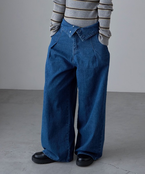 etoll.(エトル)の「2wayウエストワイドストレートデニム(デニムパンツ・レディース・ブラック/ブルー/ブラウン・M/S)」の22枚目の写真