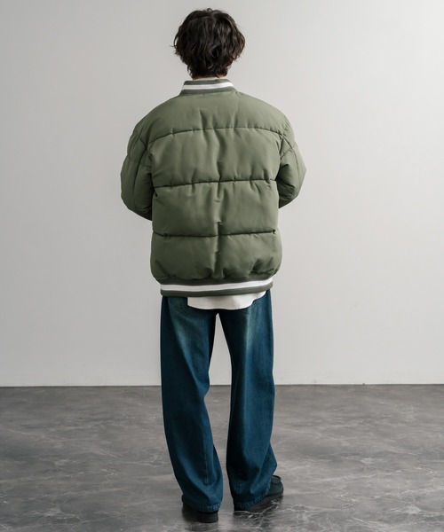 U.S. POLO ASSN.(ユーエスポロアッスン)の「U.S. POLO ASSN. ユーエスポロアッスン PADDED VARSITY JACKET オーバーサイズワンポイントロゴ刺繍中綿スタジャン / 配色切替パデッドジャケット(スタジャン・メンズ・カーキ/ホワイト×ネイビー/カーキ系/ネイビー・M/L/LL)」の18枚目の写真