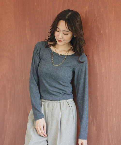 GLOBAL WORK(グローバルワーク)の「Wingコラボ/Fffit エフィット/カップ付き長袖Tシャツ/414739(Tシャツ/カットソー・レディース・チャコールグレー/オフホワイト/ブラック・MEDIUM/LARGE/SMALL/X-LARGE)」の6枚目の写真