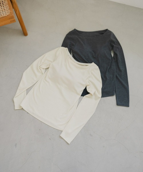 GLOBAL WORK(グローバルワーク)の「Wingコラボ/Fffit エフィット/カップ付き長袖Tシャツ/414739(Tシャツ/カットソー・レディース・チャコールグレー/オフホワイト/ブラック・MEDIUM/LARGE/SMALL/X-LARGE)」の7枚目の写真