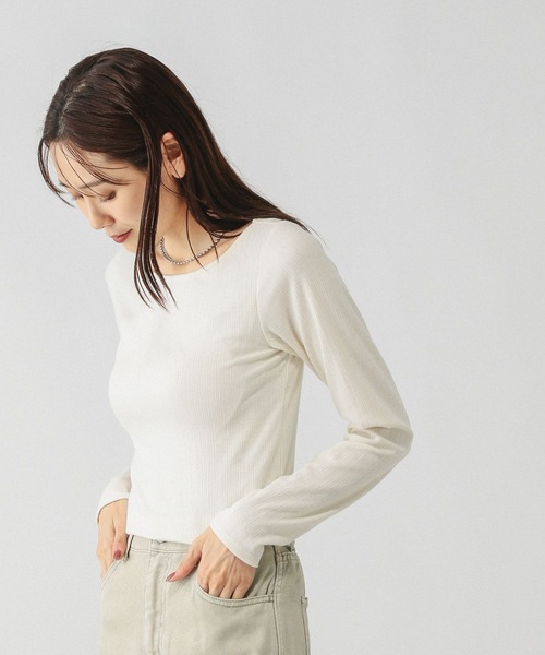 GLOBAL WORK(グローバルワーク)の「Wingコラボ/Fffit エフィット/カップ付き長袖Tシャツ/414739(Tシャツ/カットソー・レディース・チャコールグレー/オフホワイト/ブラック・MEDIUM/LARGE/SMALL/X-LARGE)」の9枚目の写真
