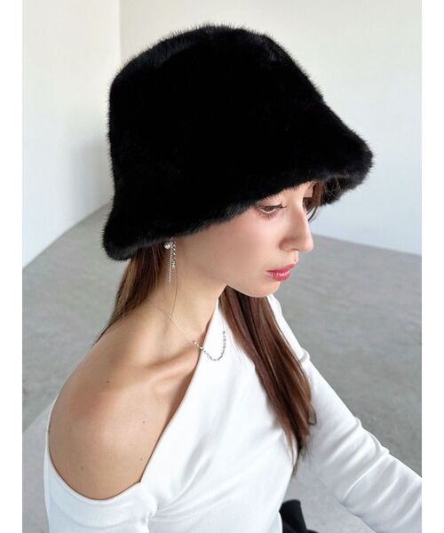 RESEXXY（リゼクシー）の「フェイクファーバケットハット（ハット・レディース・アイボリー/ブラック/ブラウン・FREE）」の7枚目の写真