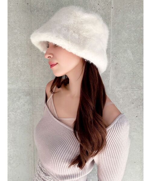 RESEXXY（リゼクシー）の「フェイクファーバケットハット（ハット・レディース・アイボリー/ブラック/ブラウン・FREE）」の12枚目の写真