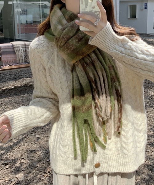 セール】ふんわりチェック柄マフラー（全3色）（マフラー）｜2ly2