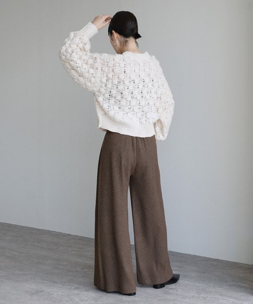 Yeoun(ヨウン)の「ウエストゴムワイドニットパンツ(その他パンツ・レディース・ブラウン/チャコール・FREE)」の6枚目の写真