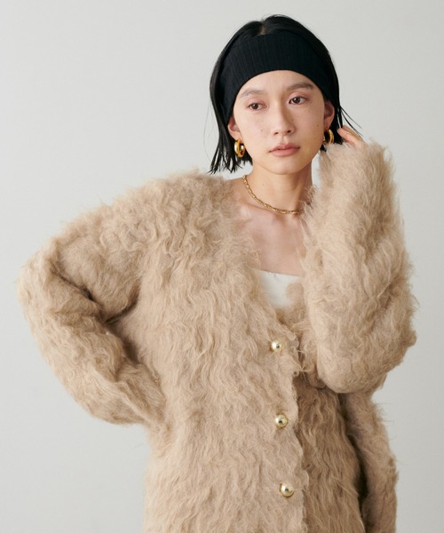 LARUTA（ラルータ）の「【LARUTA】ノーブル起毛加工ニットコート（カーディガン/ボレロ・レディース・ベージュ/ブルー系その他/オフホワイト/チャコールグレー・FREE）」の3枚目の写真