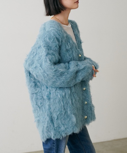 LARUTA（ラルータ）の「【LARUTA】ノーブル起毛加工ニットコート（カーディガン/ボレロ・レディース・ベージュ/ブルー系その他/オフホワイト/チャコールグレー・FREE）」の4枚目の写真