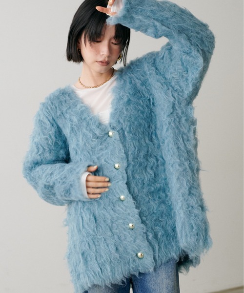 LARUTA（ラルータ）の「【LARUTA】ノーブル起毛加工ニットコート（カーディガン/ボレロ・レディース・ベージュ/ブルー系その他/オフホワイト/チャコールグレー・FREE）」の13枚目の写真