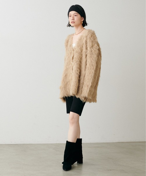 LARUTA（ラルータ）の「【LARUTA】ノーブル起毛加工ニットコート（カーディガン/ボレロ・レディース・ベージュ/ブルー系その他/オフホワイト/チャコールグレー・FREE）」の7枚目の写真