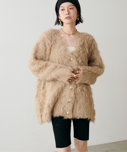 LARUTA（ラルータ）の「【LARUTA】ノーブル起毛加工ニットコート（カーディガン/ボレロ・レディース・ベージュ/ブルー系その他/オフホワイト/チャコールグレー・FREE）」の5枚目の写真