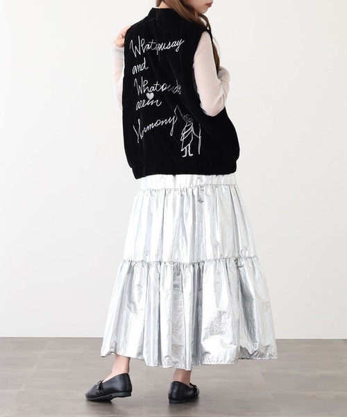 KILKI（キルキー）の「kilki セレブレーションベロアベスト（ベスト・レディース・ブラック×シルバー/ブラック×ピンク/ブラック系その他・FREE）」の4枚目の写真