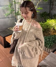 CIAOPANIC | 【あやっち(@_acoba_)企画】ケーブルリボンフリンジオフショルニット(ニット/セーター)