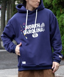 CORPUS　SELECT | 【DUCKSTER/ダックスター】 ペンキ飛ばし風 刺繍 & カレッジプリント フーディー プルオーバー パーカー(パーカー)