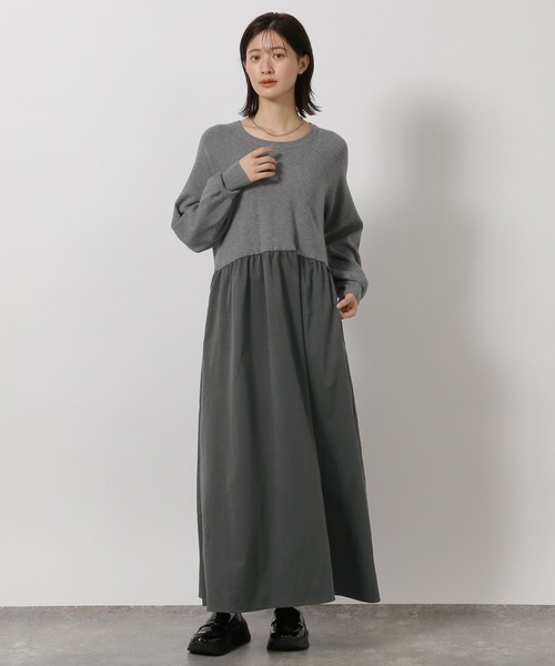 LAKOLE(ラコレ)の「布帛ドッキングニットワンピース / 604893(ワンピース・レディース・杢グレー/テラコッタ/ブラック・FREE)」の7枚目の写真