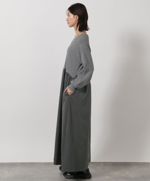 LAKOLE(ラコレ)の「布帛ドッキングニットワンピース / 604893(ワンピース・レディース・杢グレー/テラコッタ/ブラック・FREE)」の8枚目の写真