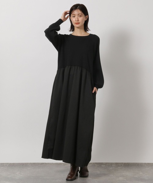 LAKOLE(ラコレ)の「布帛ドッキングニットワンピース / 604893(ワンピース・レディース・杢グレー/テラコッタ/ブラック・FREE)」の4枚目の写真