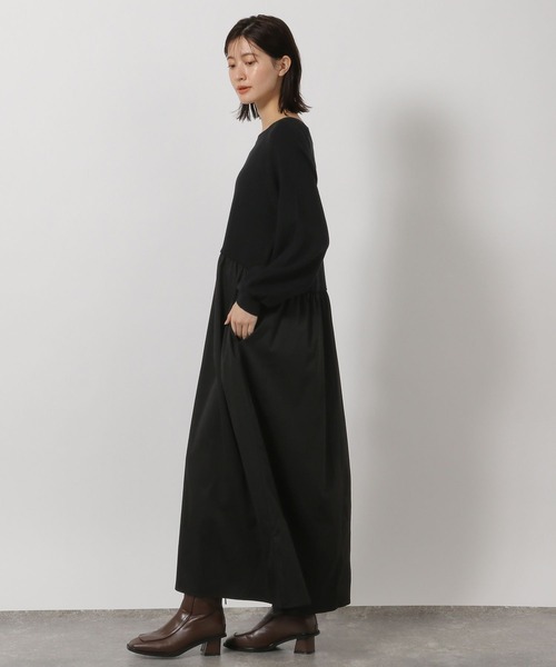 LAKOLE(ラコレ)の「布帛ドッキングニットワンピース / 604893(ワンピース・レディース・杢グレー/テラコッタ/ブラック・FREE)」の5枚目の写真