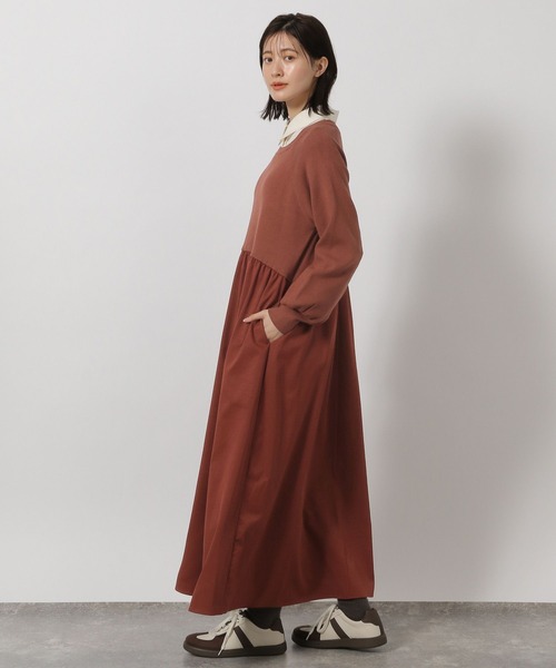 LAKOLE(ラコレ)の「布帛ドッキングニットワンピース / 604893(ワンピース・レディース・杢グレー/テラコッタ/ブラック・FREE)」の11枚目の写真