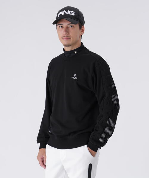 PING(ピン)の「【PING APPAREL】リップルロゴクルーネックニットプルオーバー <GOLD> (MENS)(ニット/セーター・メンズ・ブラック/グレー/ホワイト/パープル・M/LL/L/LL1/S)」の1枚目の写真