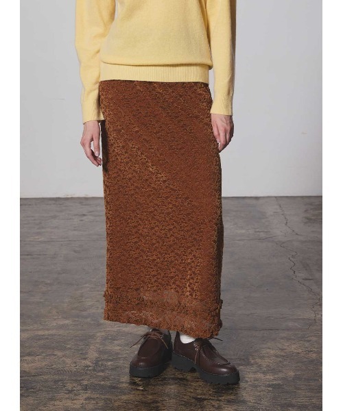 COEL（コエル）の「ベロアレーススカート（スカート・レディース・ブラック/キャメル・38/36）」の2枚目の写真