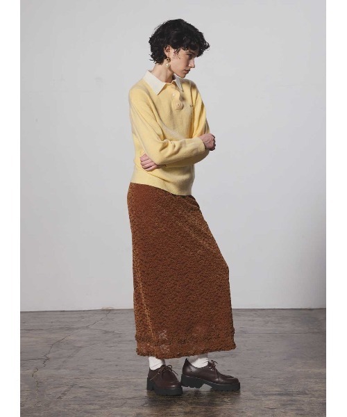 COEL（コエル）の「ベロアレーススカート（スカート・レディース・ブラック/キャメル・38/36）」の3枚目の写真