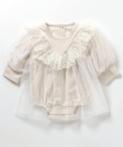 apres les cours(アプレレクール)の「【リンク】ベロアチュールカバーオール_アプレレクールマシェリ(ロンパース・キッズ・アイボリー・70/80)」の3枚目の写真