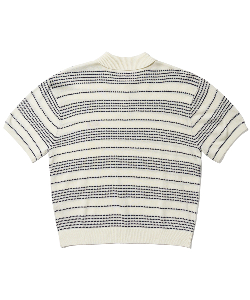 AECA（エイカ）の「STRIPE STRUCTURE COLLAR NECK HALF KNIT-WHITE/NAVY（ポロシャツ・レディース・その他・SMALL/LARGE/MEDIUM）」の5枚目の写真