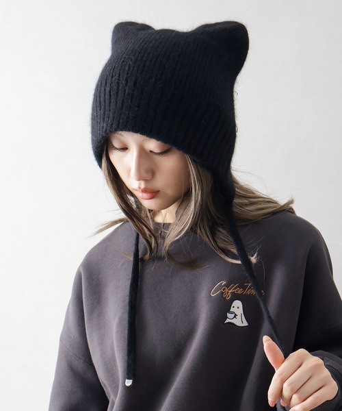 セール】ネコ耳ボンネット（ニットキャップ/ビーニー）｜SpRay