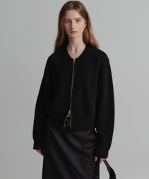 アラニジップアップニット_ブラック / ALANI WOOL ZIP UP KNIT_BLACK